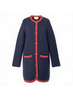 Gucci NY Yankees Wool Knit Long Cardigan Interlocking G Button Coat